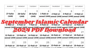 September Islamic Calendar 2024 PDF Download