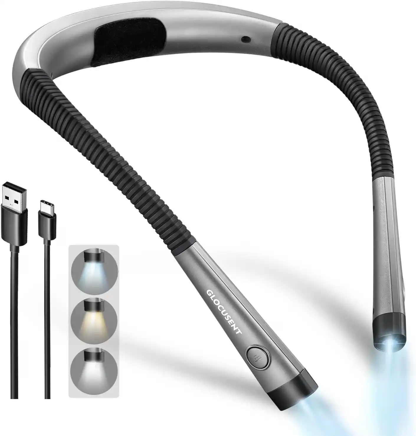 Rechargeable flexible-neck reading light for Quran reading